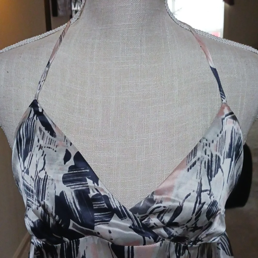 GLAM PRINTED SILK SLIP-STYLE CHEMISE TOP/ SEXY NIGHTY - Picture 1 of 9